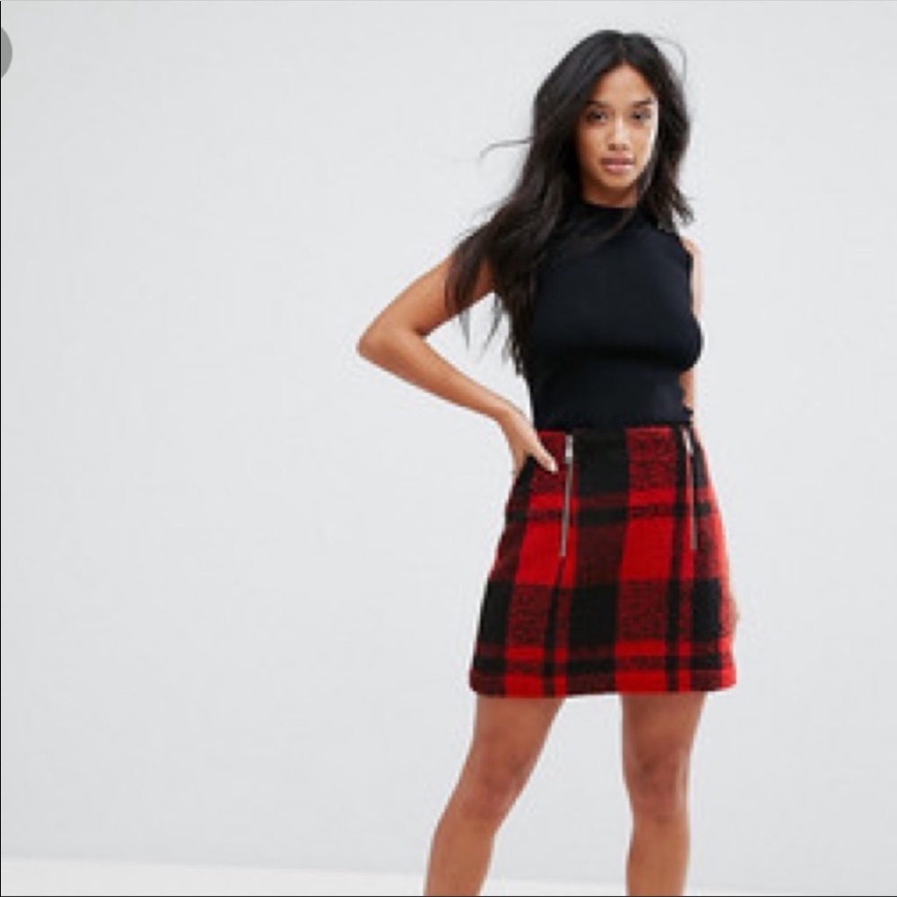 ASOS Buffalo Plaid Check zippier detail skirt - Picture 2 of 7